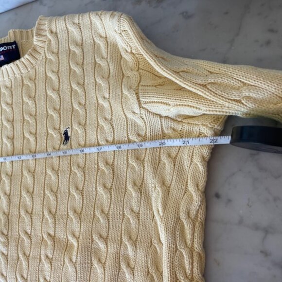 RALPH LAUREN POLO SPORT Vintage Cotton Cable Knit Yellow Sweater M - Picture 15 of 17